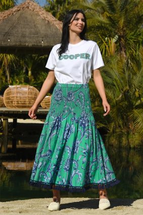 Cooper A Shirr Delight Skirt Green Floral