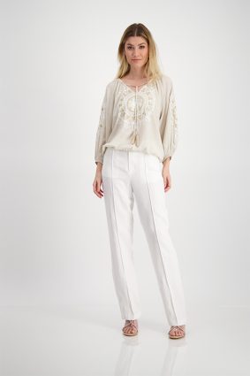 Monari Blouse Embroidery Light Sand