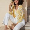 Monari Blouse Two-Tone Flower Dry Lmn