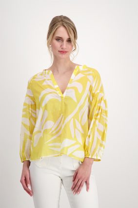 Monari Blouse Two-Tone Flower Dry Lmn