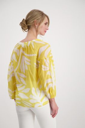 Monari Blouse Two-Tone Flower Dry Lmn