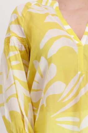 Monari Blouse Two-Tone Flower Dry Lmn