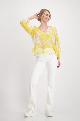 Monari Blouse Two-Tone Flower Dry Lmn