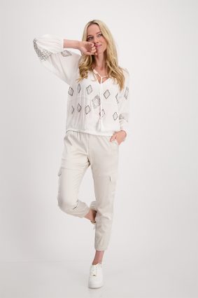 Monari Cargo Jogger Satin Pants Light Sand