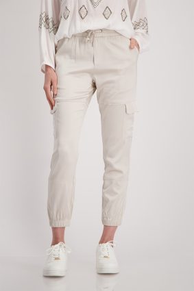Monari Cargo Jogger Satin Pants Light Sand