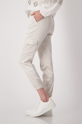Monari Cargo Jogger Satin Pants Light Sand