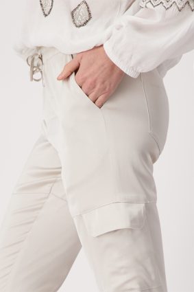 Monari Cargo Jogger Satin Pants Light Sand