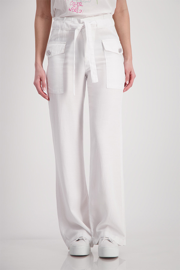 Monari Linen Mix Pants White