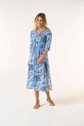 Oneseason Long Poppy Dress Hydra Navy-4