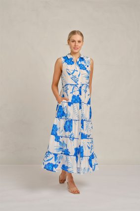 Alessandra Sleeveless Marlow Dress Blue Quartz