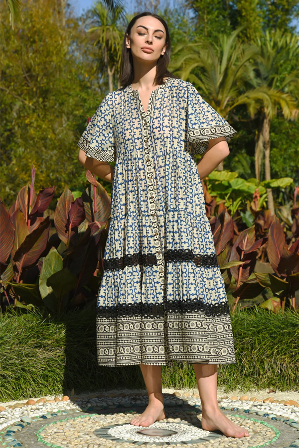 Cooper Face Your Tiers Dress Natural Blue
