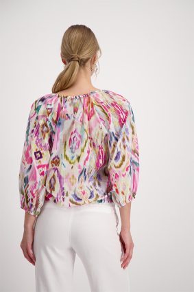 Monari Blouse Ikat Allover Pink Ptd