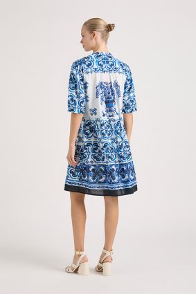 Lola Marilyn Button Dress Marg Navy