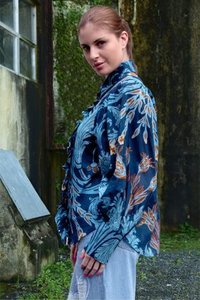 Coop Truffle Ruffle Shirt Navy 1