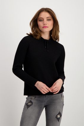 Monari Stand-Up Collar Pullover Schwarz