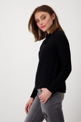Monari Stand-Up Collar Pullover Schwarz