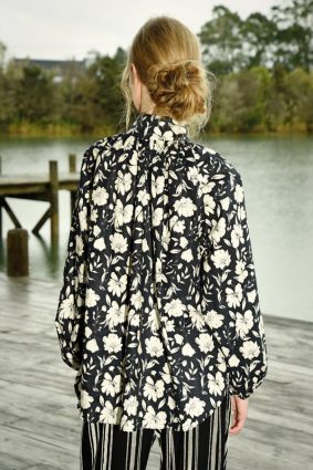 Curate Button Of The Joke Top Black Floral