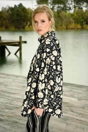 Curate Button Of The Joke Top Black Floral