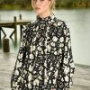Curate Button Of The Joke Top Black Floral