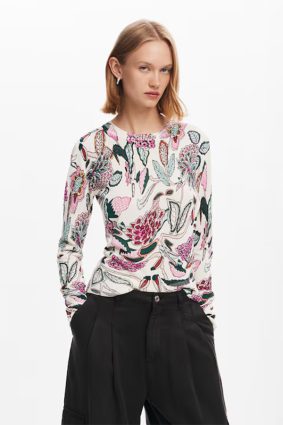Desigual Pullover Crudo Print