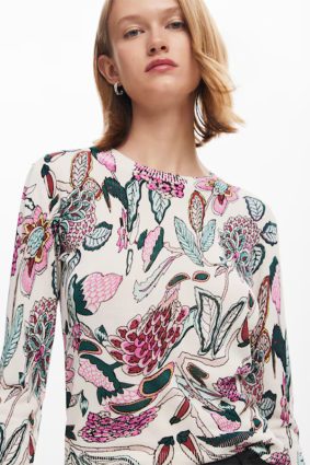 Desigual Pullover Crudo Print