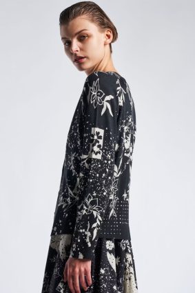 High Dream On Knitted Cardigan Black Splash Floral