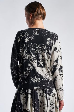 High Dream On Knitted Cardigan Black Splash Floral