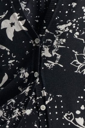 High Dream On Knitted Cardigan Black Splash Floral