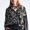 High Interpret Blouse Black Floral Stripe