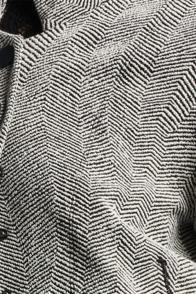 High Respect Stand Collar Jacket Grey Herringbone