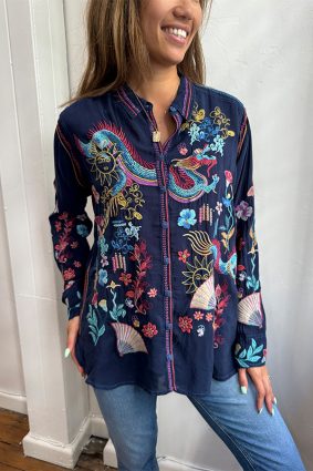 johnny was peacock sable blouse