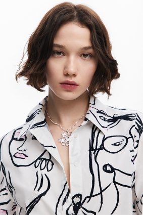 Desigual Shirt Blanco Digital Print