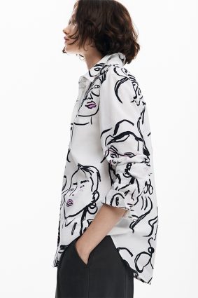 Desigual Shirt Blanco Digital Print
