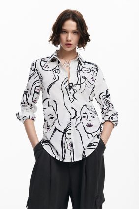 Desigual Shirt Blanco Digital Print