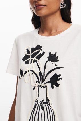 Desigual T-Shirt Blanco Flower Print