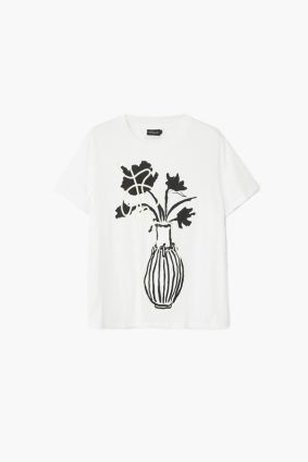 Desigual T-Shirt Blanco Flower Print