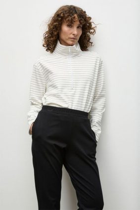 Mela Purdie Zip Front Sweater Cream Black