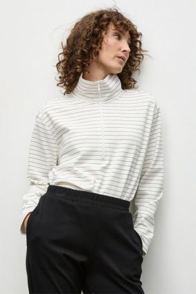 Mela Purdie Zip Front Sweater Cream Black