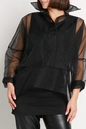 Planet Organza Buccaneer Top Black