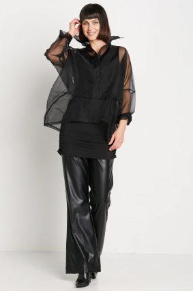 Planet Organza Buccaneer Top Black
