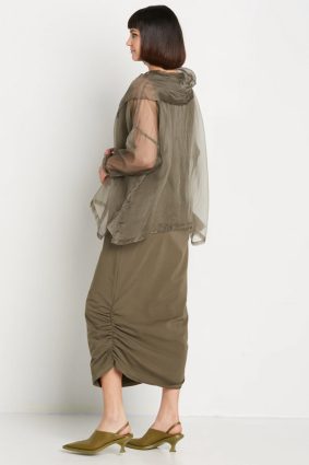 Planet Organza Cowl Neck Top Loden