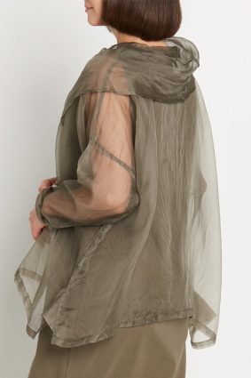 Planet Organza Cowl Neck Top Loden