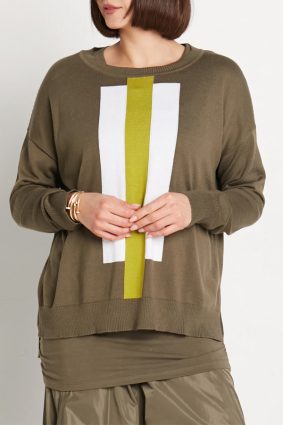 Planet Pima Cotton Highway Crewneck Sweater LODEN_GUACAMOLE_WHITE