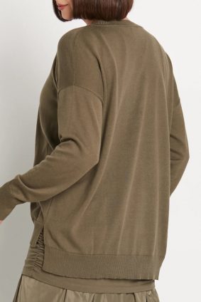 Planet Pima Cotton Highway Crewneck Sweater LODEN_GUACAMOLE_WHITE