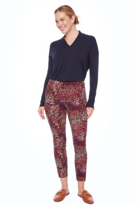 UP! Cranberry Petal-Slit Techno Ankle Pant Cranberry