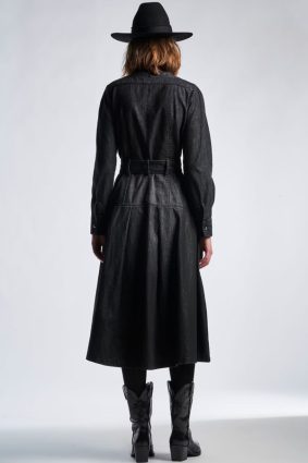 High Delight Denim Shirt Dress Black