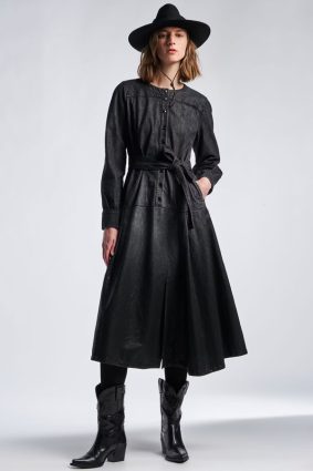 High Delight Denim Shirt Dress Black