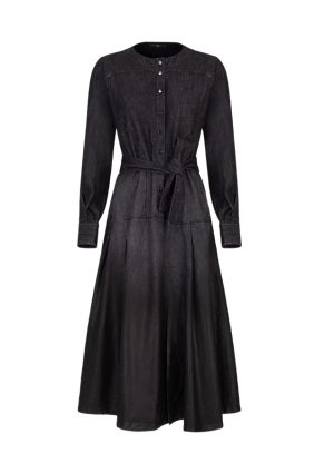 High Delight Denim Shirt Dress Black