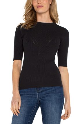 Liverpool Elbow Sleeve Crew Neck Sweater Black