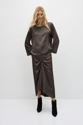 Mela Purdie LS slice Neck Plaza Top Leather